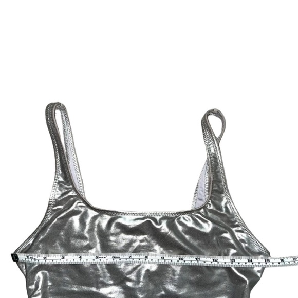 RARE SKIMS METALLIC SWIM HIGH CUT ONE PIECE | NICKEL x 1 - Picture 9 of 14